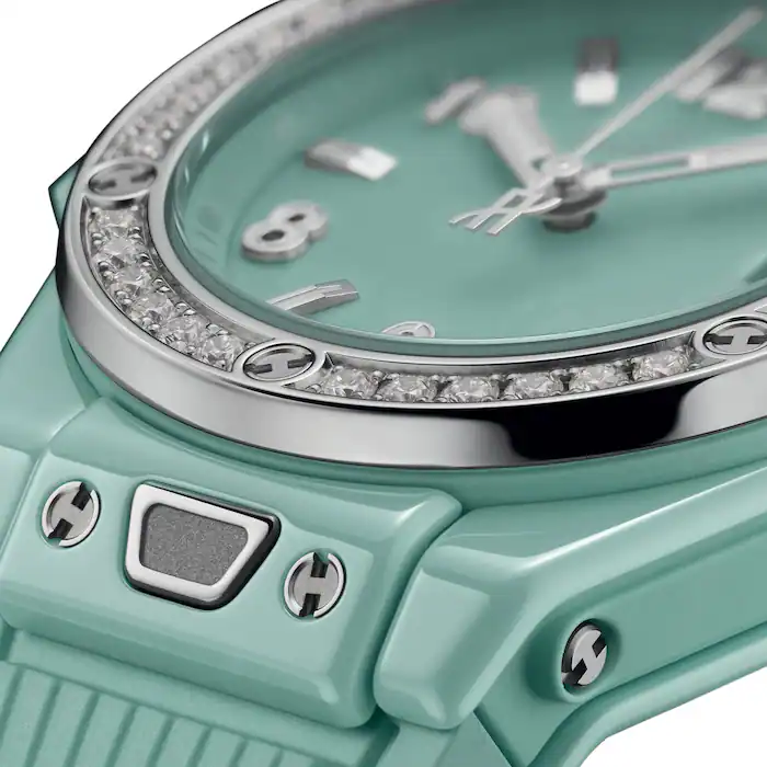 Hublot One Click Mint Green Ceramic Diamonds 33mm MPN: 485.GS.5271.RX.1204