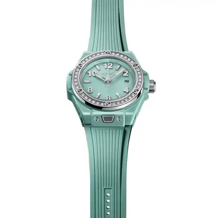 Hublot One Click Mint Green Ceramic Diamonds 33mm MPN: 485.GS.5271.RX.1204