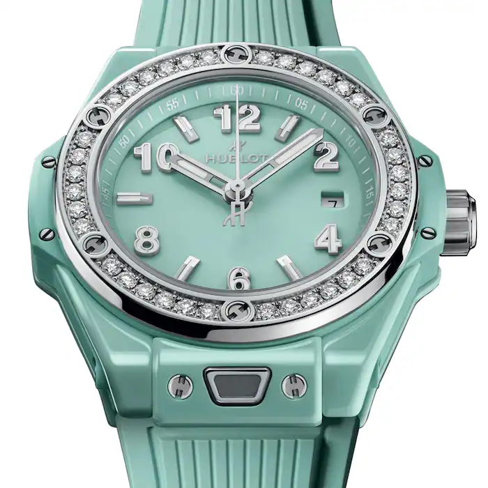 Hublot One Click Mint Green Ceramic Diamonds 33mm MPN: 485.GS.5271.RX.1204