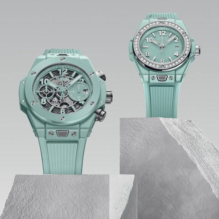 Hublot One Click Mint Green Ceramic Diamonds 33mm MPN: 485.GS.5271.RX.1204