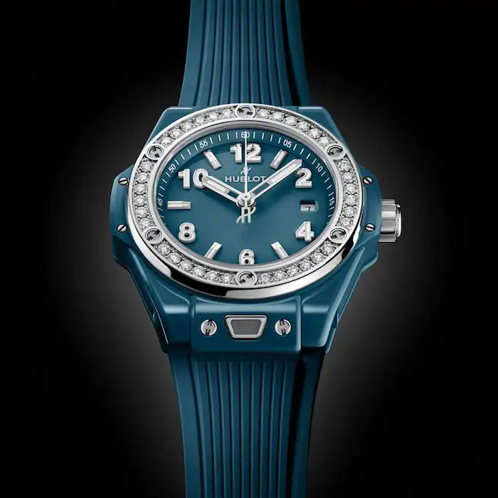 Hublot One Click Petrol Blue Ceramic Diamonds 33mm MPN: 485.ES.5171.RX.1204