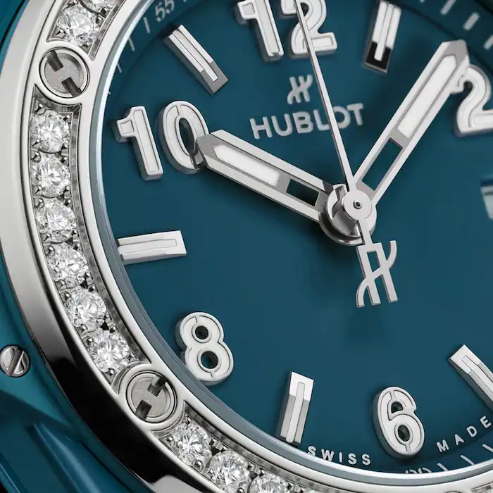 Hublot One Click Petrol Blue Ceramic Diamonds 33mm MPN: 485.ES.5171.RX.1204