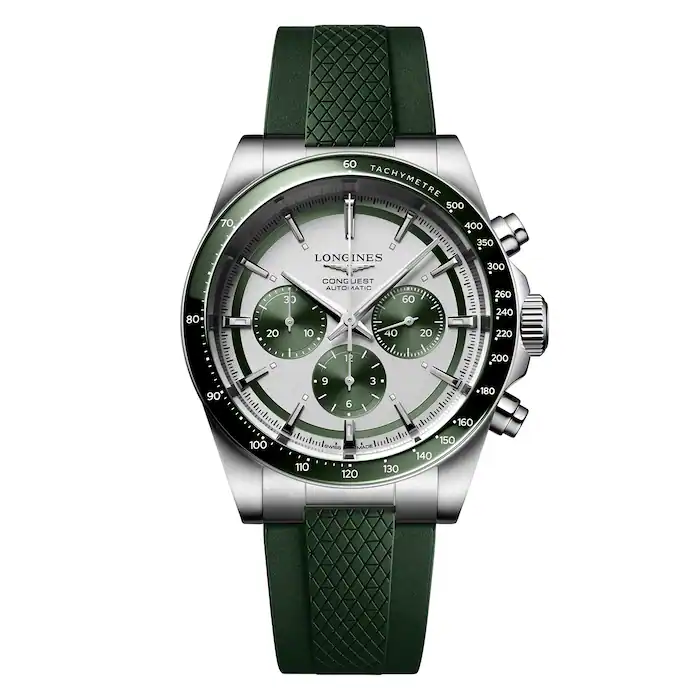 Longines Conquest 42mm Mens Watch Green Rubber Strap MPN: L38354029