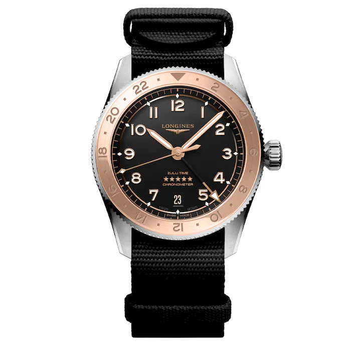 Longines Spirit Zulu Time 1925 39mm Mens Watch Black 18ct Rose Gold MPN: L38035536