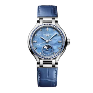 Longines PrimaLuna 34mm Ladies Watch Blue Leather Strap MPN: L81260972